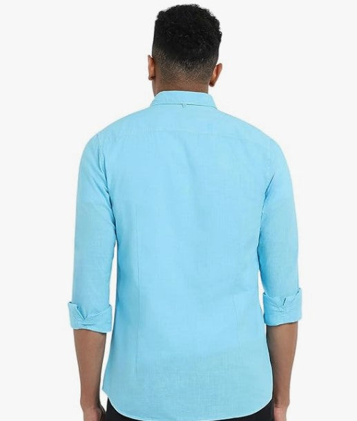 Aqua Blue Shirt & White Pent Jean's For Men