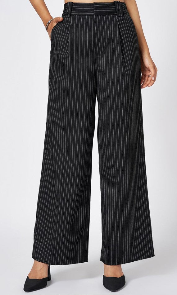 V-Neck Wrap Crop Top & High-Rise Pleated Trousers